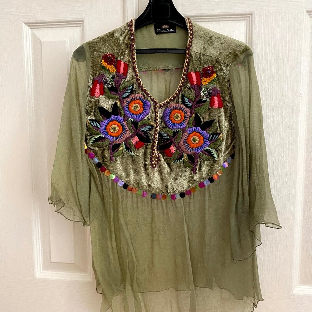 Silk Green Blouse XS
